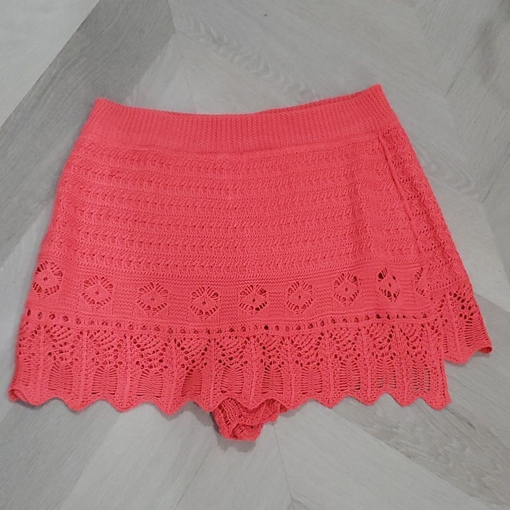 C'isa Crochet Mini Skirt/ Shorts, Hot Pink, Nwot, Size large
